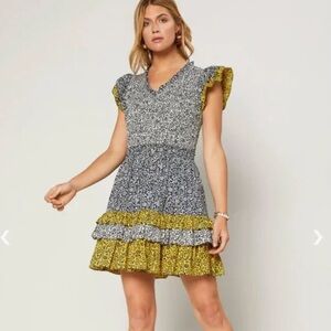 Current Air Los Angeles Floral Ruffle Mini Dress | Size Small